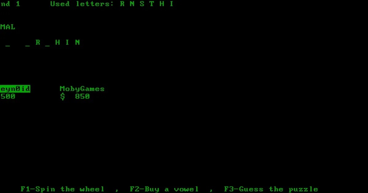 IBM PC Wheel of Fortune