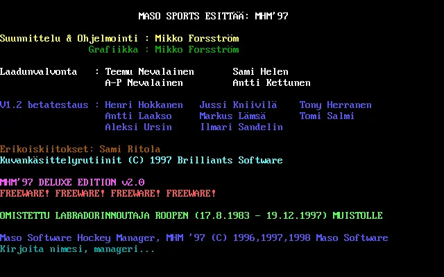 Maso Hockey Manager 97 Deluxe